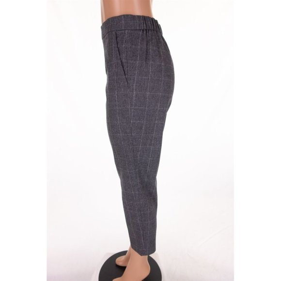 ARITZIA BABATON 12 Conan Wool Cashmere Cropped Pant in Charcoal Check Atelier - Picture 4 of 10